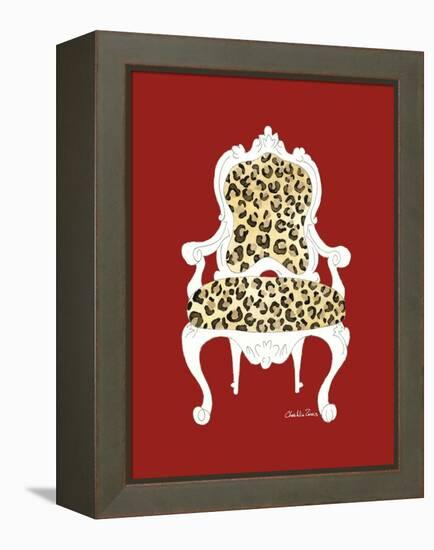 Leopard Chair on Red-Chariklia Zarris-Framed Stretched Canvas