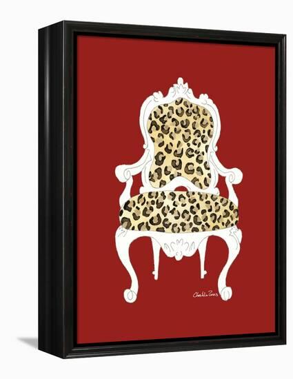 Leopard Chair on Red-Chariklia Zarris-Framed Stretched Canvas