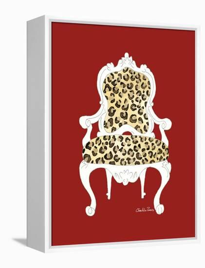 Leopard Chair on Red-Chariklia Zarris-Framed Stretched Canvas