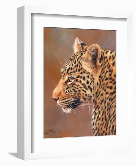 Leopard looking left-David Stribbling-Framed Art Print