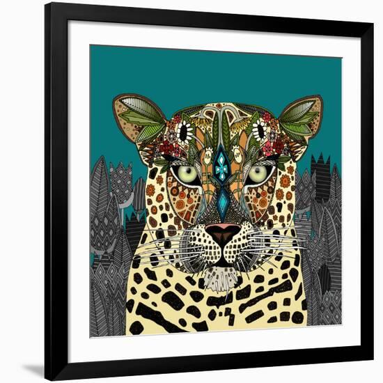 Leopard Queen Teal-Sharon Turner-Framed Art Print