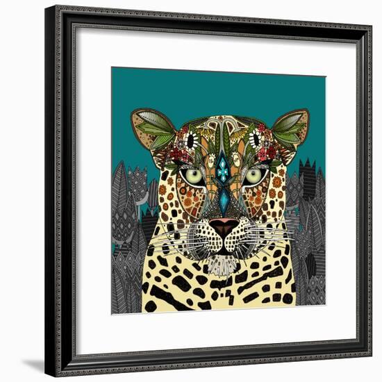 Leopard Queen Teal-Sharon Turner-Framed Art Print