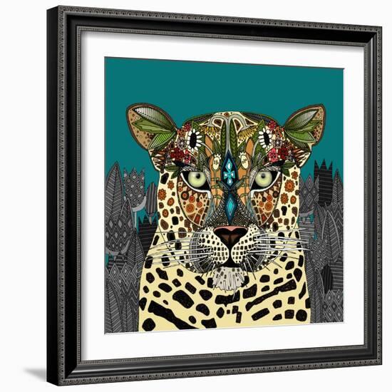 Leopard Queen Teal-Sharon Turner-Framed Art Print