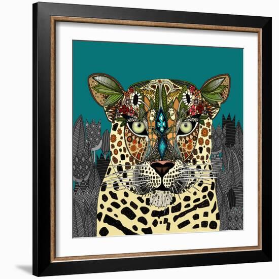 Leopard Queen Teal-Sharon Turner-Framed Premium Giclee Print