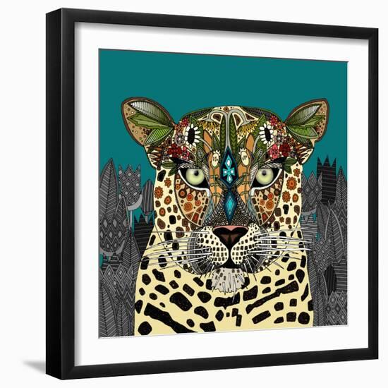 Leopard Queen Teal-Sharon Turner-Framed Premium Giclee Print