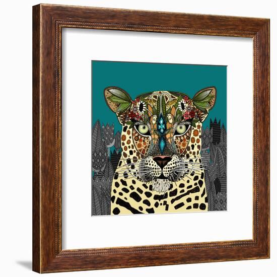 Leopard Queen Teal-Sharon Turner-Framed Art Print