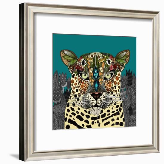 Leopard Queen Teal-Sharon Turner-Framed Art Print