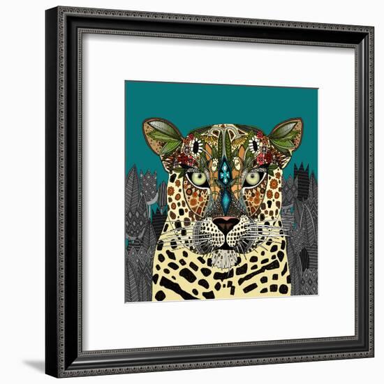 Leopard Queen Teal-Sharon Turner-Framed Art Print