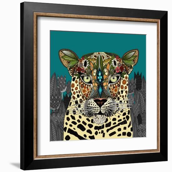 Leopard Queen Teal-Sharon Turner-Framed Art Print