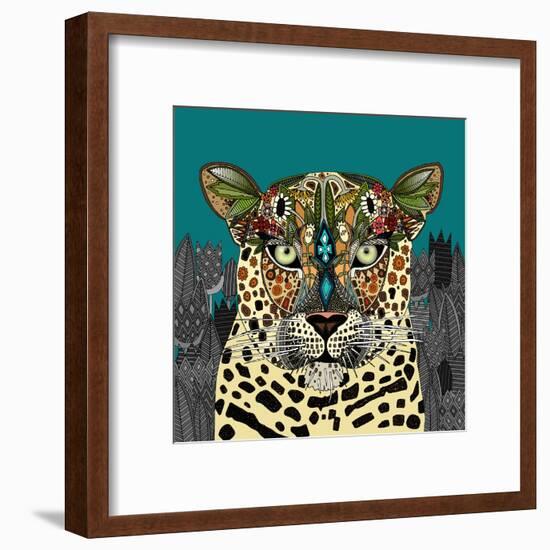 Leopard Queen Teal-Sharon Turner-Framed Art Print