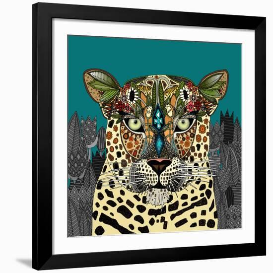 Leopard Queen Teal-Sharon Turner-Framed Art Print