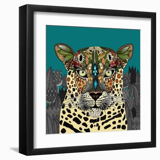 Leopard Queen Teal-Sharon Turner-Framed Art Print