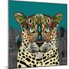 Leopard Queen Teal-Sharon Turner-Mounted Art Print