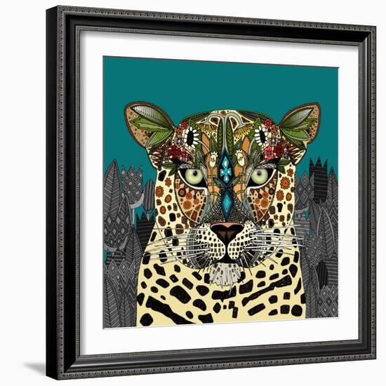 Leopard Queen Teal-Sharon Turner-Framed Art Print