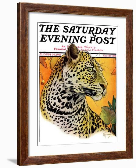 "Leopard," Saturday Evening Post Cover, August 29, 1931-Jack Murray-Framed Giclee Print