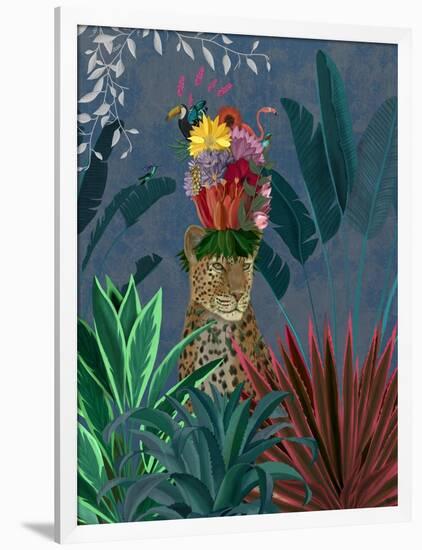 Leopard with Headdress-Fab Funky-Framed Premium Giclee Print