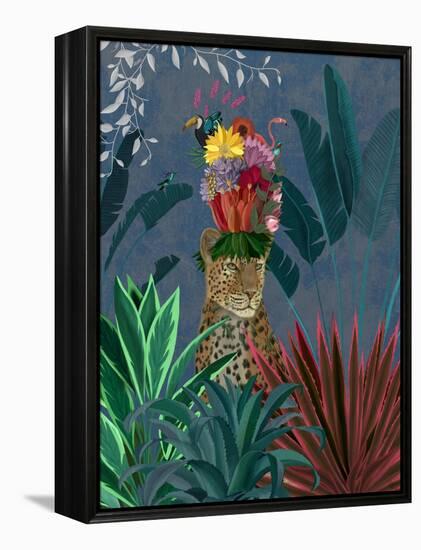 Leopard with Headdress-Fab Funky-Framed Stretched Canvas