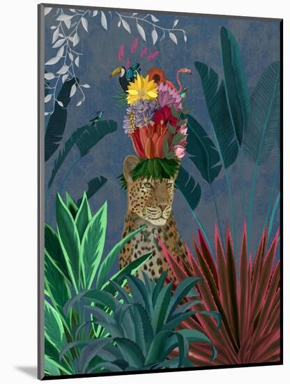 Leopard with Headdress-Fab Funky-Mounted Art Print