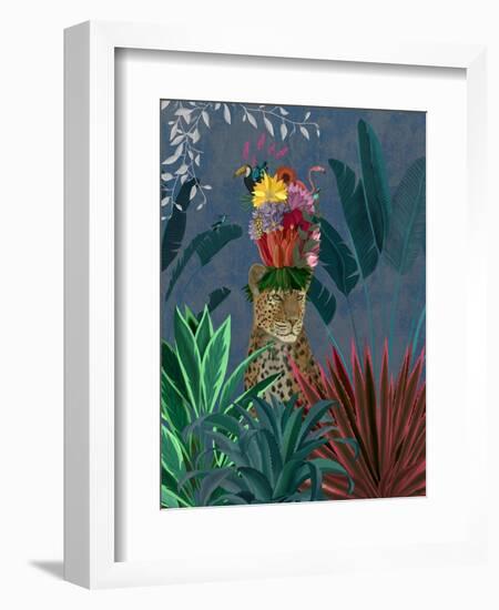 Leopard with Headdress-Fab Funky-Framed Premium Giclee Print