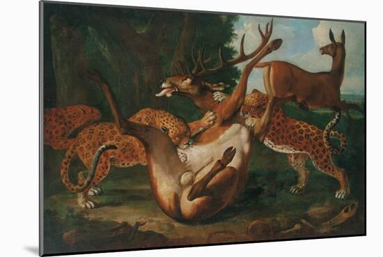 Leopards Attacking Deer in a Landscape-Carl Borromaus Andreas Ruthart-Mounted Giclee Print