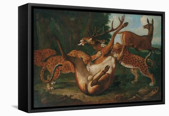 Leopards Attacking Deer in a Landscape-Carl Borromaus Andreas Ruthart-Framed Premier Image Canvas