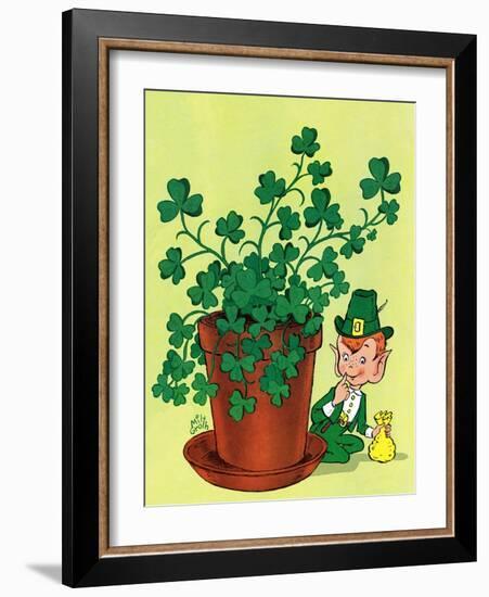 Leprechaun and Clover - Jack & Jill-Milt Groth-Framed Giclee Print