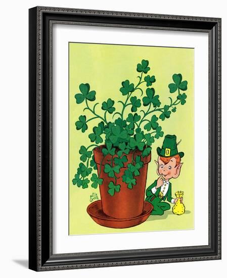 Leprechaun and Clover - Jack & Jill-Milt Groth-Framed Giclee Print