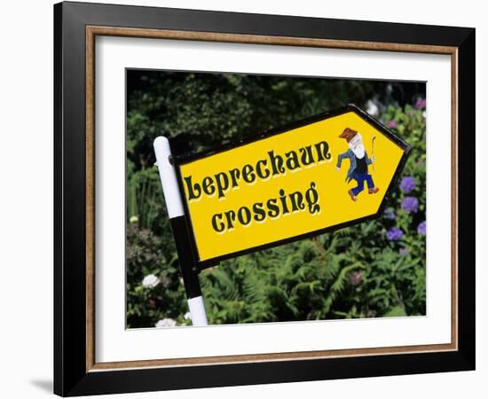 Leprechaun Crossing Signpost, County Kerry, Munster, Republic of Ireland, Europe-Stuart Black-Framed Photographic Print