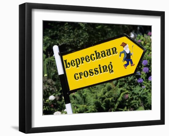 Leprechaun Crossing Signpost, County Kerry, Munster, Republic of Ireland, Europe-Stuart Black-Framed Photographic Print