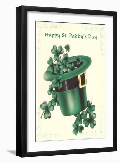 Leprechaun's Hat with Four-Leaf Clovers-null-Framed Art Print