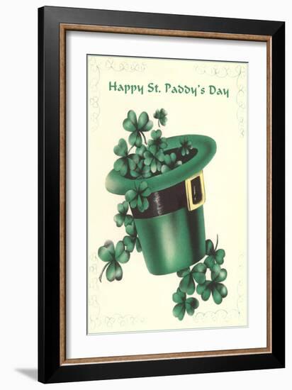 Leprechaun's Hat with Four-Leaf Clovers-null-Framed Art Print