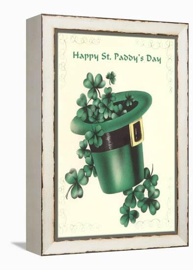 Leprechaun's Hat with Four-Leaf Clovers-null-Framed Stretched Canvas