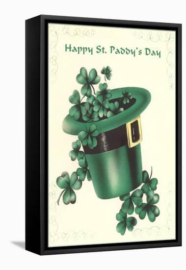 Leprechaun's Hat with Four-Leaf Clovers-null-Framed Stretched Canvas