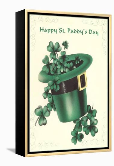 Leprechaun's Hat with Four-Leaf Clovers-null-Framed Stretched Canvas