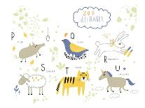 Zoo Alphabet - A, B, C, D, E, F, G Letters-Lera Efremova-Art Print
