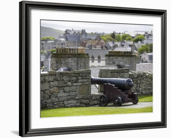 Lerwick. the Historic Center, Fort Charlotte with a View over Lerwick Towards the Island of Bressay-Martin Zwick-Framed Photographic Print