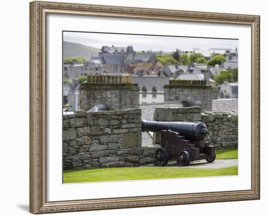 Lerwick. the Historic Center, Fort Charlotte with a View over Lerwick Towards the Island of Bressay-Martin Zwick-Framed Photographic Print