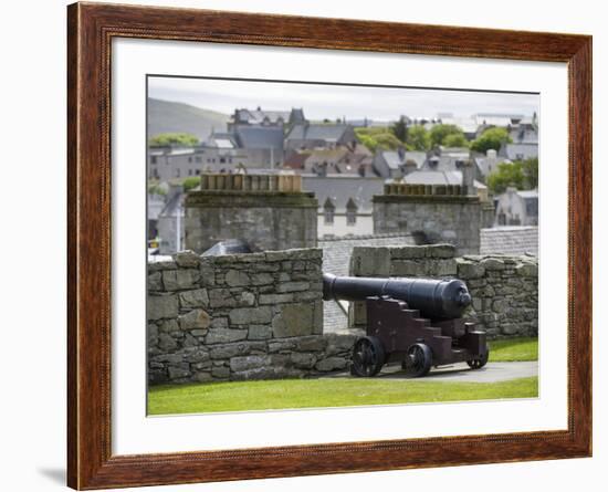 Lerwick. the Historic Center, Fort Charlotte with a View over Lerwick Towards the Island of Bressay-Martin Zwick-Framed Photographic Print