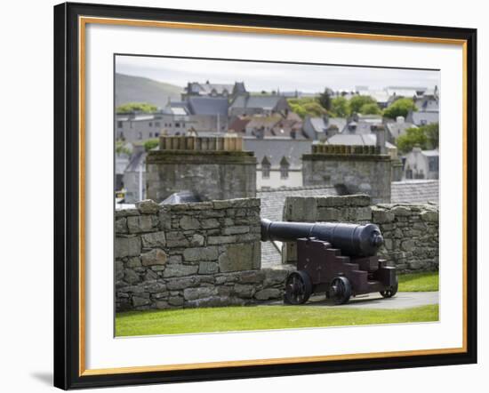 Lerwick. the Historic Center, Fort Charlotte with a View over Lerwick Towards the Island of Bressay-Martin Zwick-Framed Photographic Print