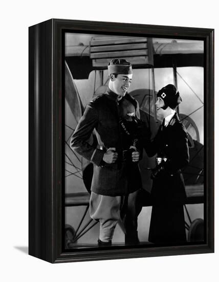 Les Ailes WINGS by WilliamWellman with Richard Arlen and Clara Bow, 1927 (Oscar, 1927) (b/w photo)-null-Framed Stretched Canvas