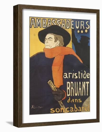 Les Ambassadeurs: Aristide Bruant-Henri de Toulouse-Lautrec-Framed Giclee Print