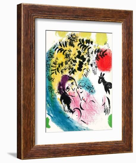 Les Amoureux Au Soleil Rouge-Marc Chagall-Framed Premium Edition