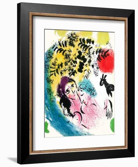 Les Amoureux Au Soleil Rouge-Marc Chagall-Framed Premium Edition