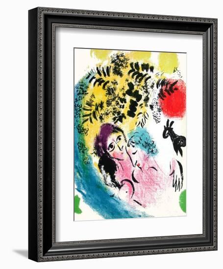 Les Amoureux Au Soleil Rouge-Marc Chagall-Framed Premium Edition