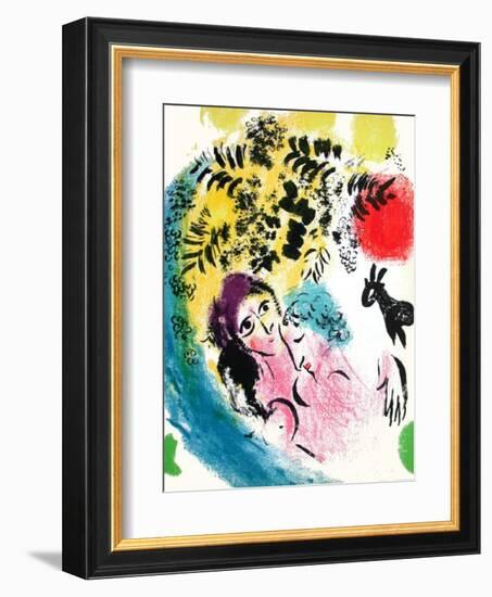 Les Amoureux Au Soleil Rouge-Marc Chagall-Framed Premium Edition