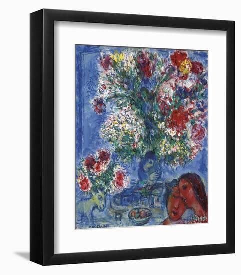 Les Amoureux et Fleurs, 1964-Marc Chagall-Framed Art Print