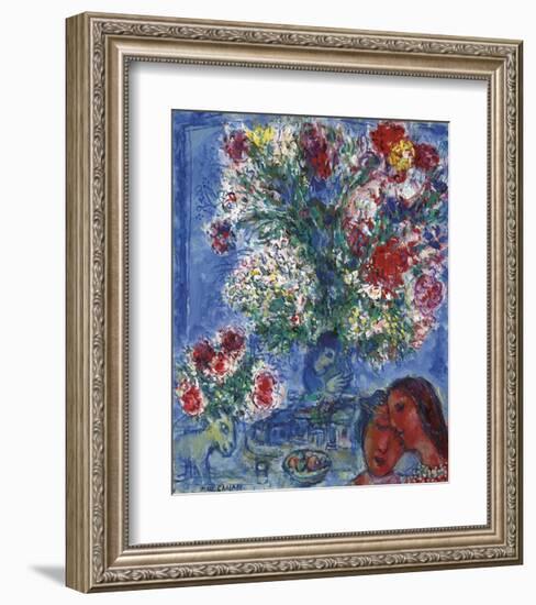 Les Amoureux et Fleurs, 1964-Marc Chagall-Framed Art Print