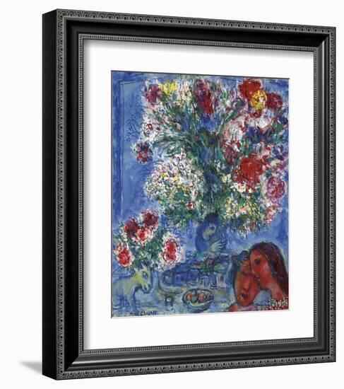 Les Amoureux et Fleurs, 1964-Marc Chagall-Framed Art Print