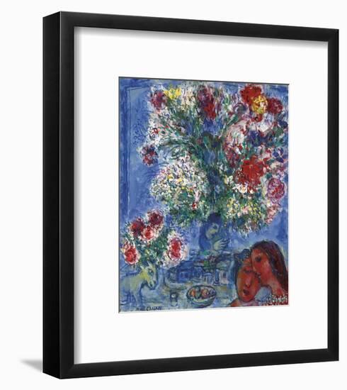 Les Amoureux et Fleurs, 1964-Marc Chagall-Framed Art Print