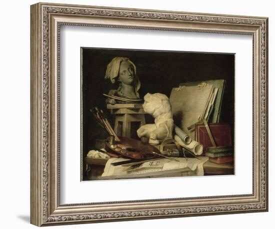 Les Attributs de la peinture, de la sculpture et de l'architecture-Anne Vallayer-coster-Framed Giclee Print